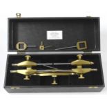 J.M. Wild brass depthing tool, within a fitted case with accessories, 11" long