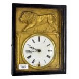 Black Forest two train wall clock, striking on a gong attached to the inside back door, the 5.25"