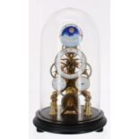 Good contemporary brass single fusee calendar skeleton clock, the principal 3.5" white chapter