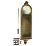 Mahogany wall regulator, the 13" silvered dial signed Barry & Sons, Cardiff, with subsidiary seconds