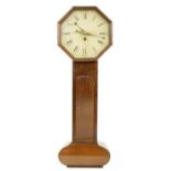 Unusual English mahogany trunk dial tavern wall clock, the 16" painted wooden octagonal dial