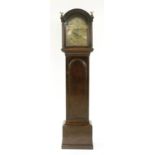 Oak eight day longcase clock with 5-pillar movement, the 12" brass arched dial signed John and Henry