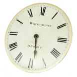 Good double weight pantry clock, the 10" circular dial signed Whitehurst, Derby (two weights and