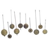 Ten various French clock pendulums (10)