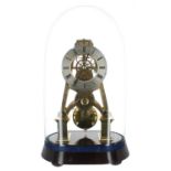 Good brass single fusee skeleton clock, the 5" silvered chapter ring signed J. Coxsavory, 47,