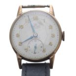 British Railway (B.R.) Midland Region Smiths De Luxe 9ct gentleman's wristwatch, Birmingham 1957,