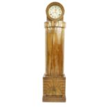 Interesting and unusual mahogany inlaid eight day longcase clock, with 11.75" cream painted dial,