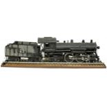 Good American engineering model of a Vermont Valley steam locomotive and tender, made from wood