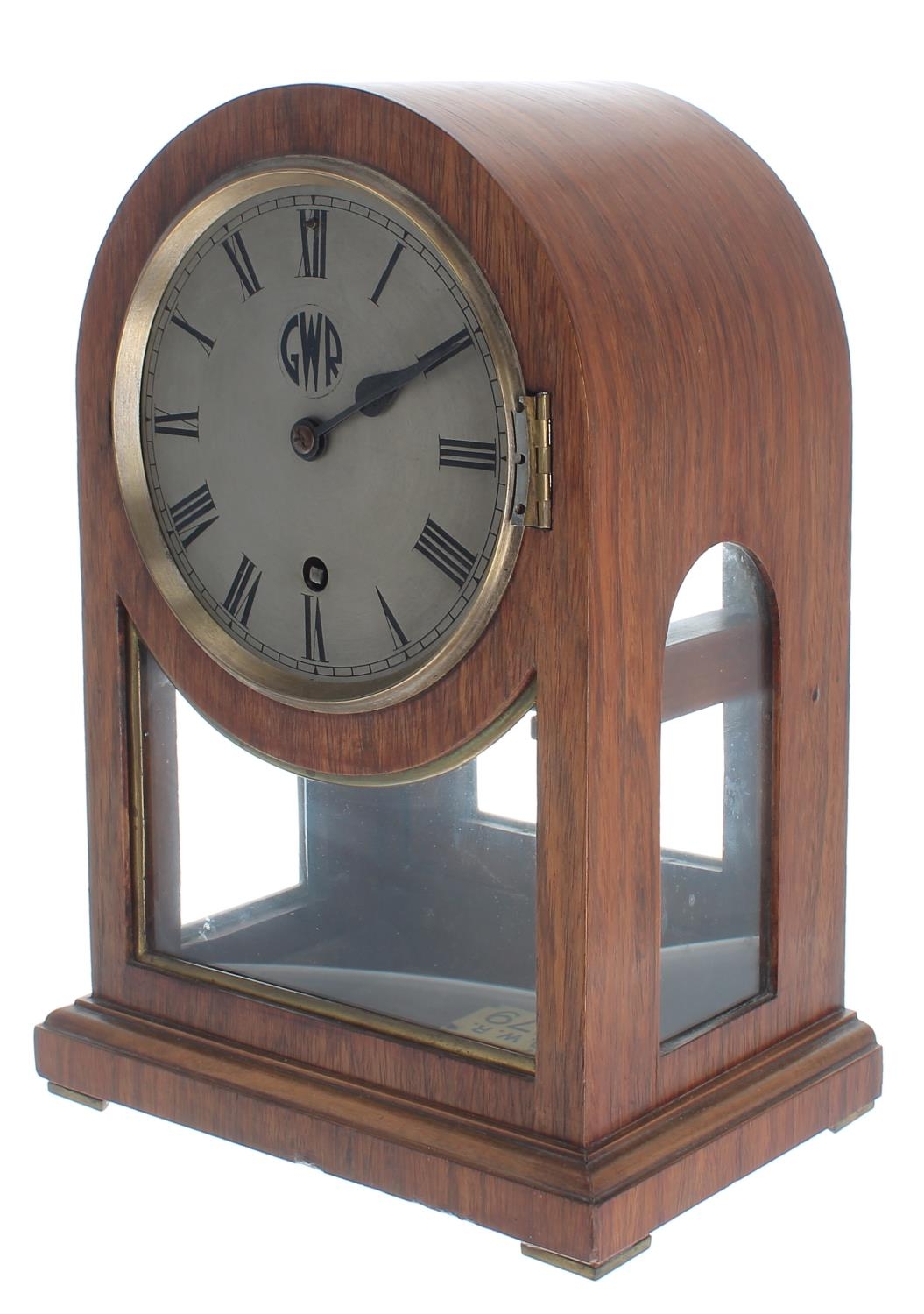 Great Western Railway (G.W.R) rosewood single train mantel clock with Lenz Kirch movement stamped - Image 2 of 4