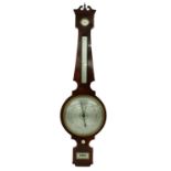 Good mahogany four glass wheel barometer signed J. Amadio, 6 Shorters Ct. Throgmorton Strt, the