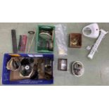 Quantity of clock tools and fittings including pendulums, dial glasses and mainsprings etc