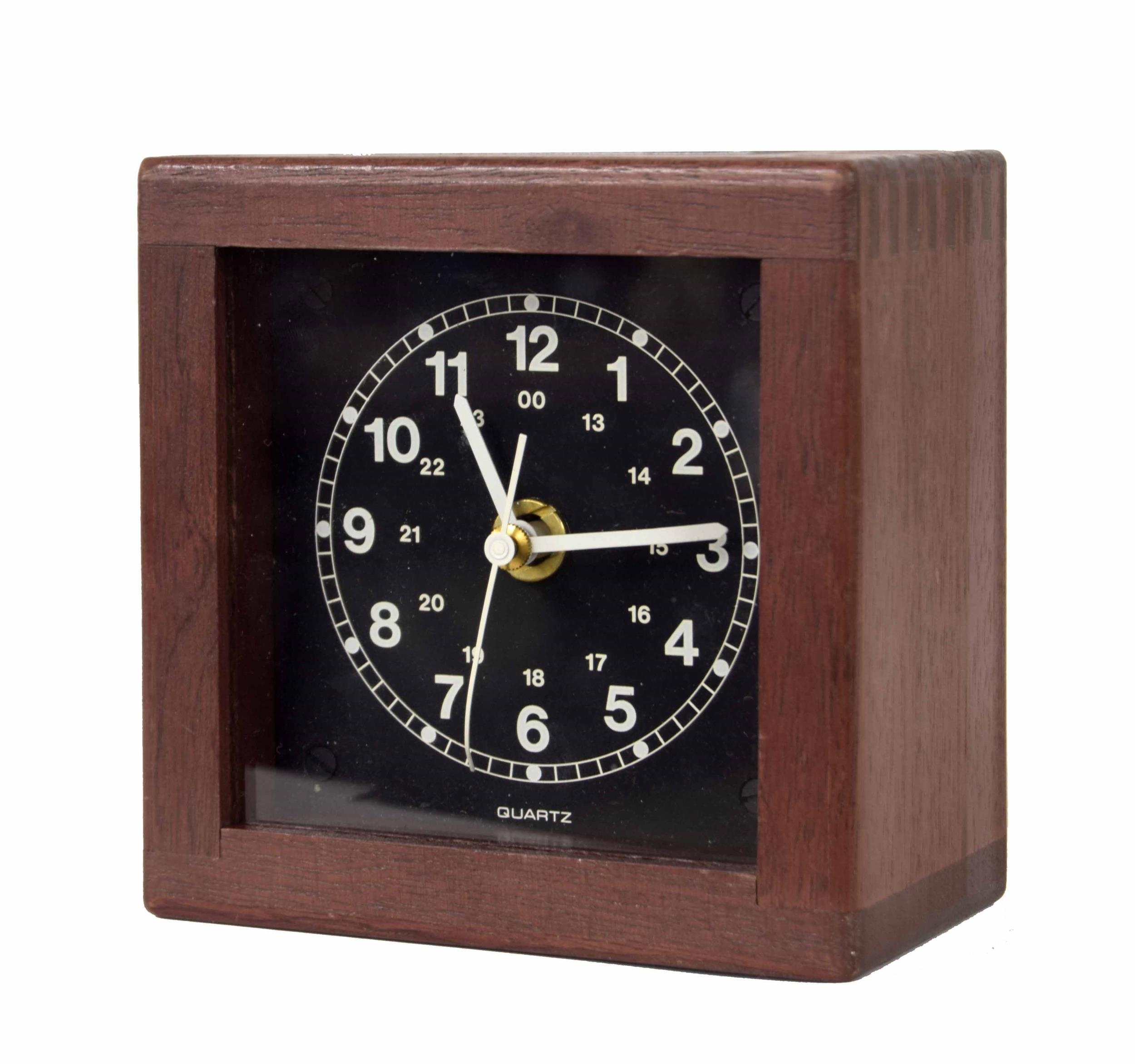 Ministry of Defence electronic quartz chronometer,  the black 24 hour dial within a mahogany