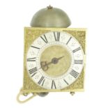English brass lantern wall clock, the 8" square dial with silvered chapter ring signed John Giles,