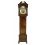Mahogany eight day longcase clock, the 12" brass arched dial signed Joshua Rudd, Bradford on the