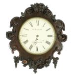 Mahogany single fusee 12" wall dial clock signed W.R.Last, Yarmouth, within a flat and foliate