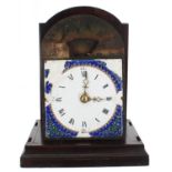 Interesting early Chinese verge mantel clock timepiece and bracket, the 5.5" blue enamelled dial