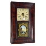 Jerome & Co rosewood ogee two train wall clock, 26" high (two weights)