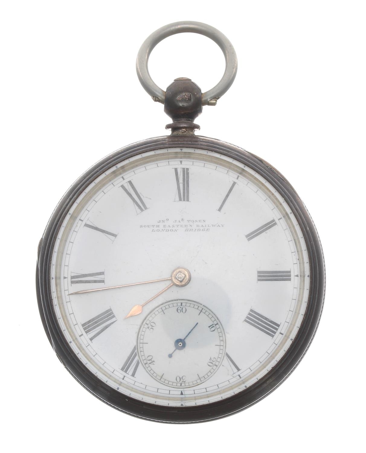 Victorian silver fusee lever pocket watch of Railway Interest, London 1870, the movement signed