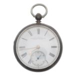 Victorian silver fusee lever pocket watch of Railway Interest, London 1870, the movement signed