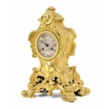 Good small French ormolu two train mantel clock, the 3" silvered dial signed Pons, Paris, the Pons