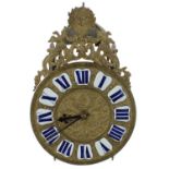 French Louis XIV verge brass lantern clock, signed Anne Clement á Paris on the left hand side of the