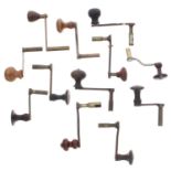 Twelve various crank handle longcase clock winding keys (12)