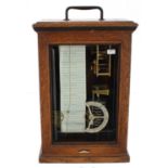 Unusual barograph signed C.P. Goerz, Berlin, nr. 3581, within a bevelled glazed oak stepped case