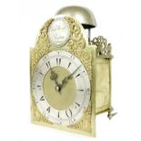 Good musical hook and spike verge wall clock made for the Turkish market, the 9" square brass dial