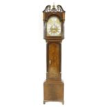 Good mahogany eight day longcase clock, the 13" brass arched dial signed Robt Webster, Whitby on a