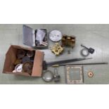 Box of various old complete and incomplete movements; also a small quantity of tools and clock