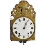 French Comtoise two train wall clock, the 8.5" convex white dial within a brass surround