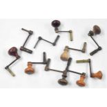 Ten various cranked winding handles (10)