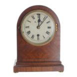 Great Western Railway (G.W.R) mahogany single train mantel clock, bearing an ivorine plaque fixed to