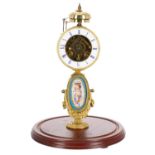 French ormolu and porcelain mounted two train pillar mantel clock, the Pons movement signed Pert