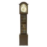 Contemporary German grandmother clock, the dial signed Tempus Fugit, the case with lead panelled