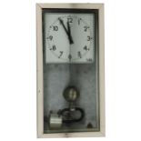 Brillie electric wall clock, the 6" square dial with centre seconds, within a glazed metal case with