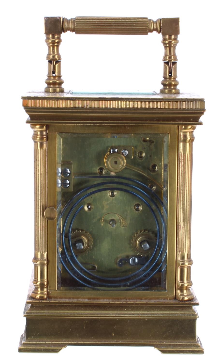 French carriage clock striking on a gong, the 2" cream dial within a champleve foliate enamelled - Image 3 of 4