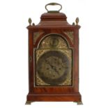 English fruitwood double fusee bracket clock, the 7" brass arched dial signed Robert Burfield,