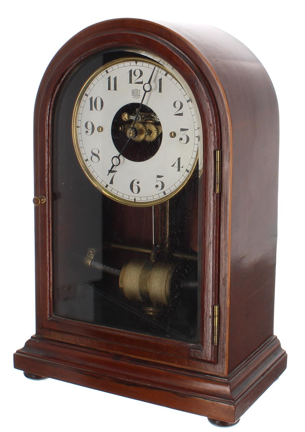 Bulle Patent electric mantel clock, the 4.5" silvered chapter ring enclosing an open centre, ser. - Image 2 of 3