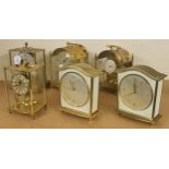 Six various contemporary brass cased mantel clocks (6)