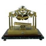 Fine Dent gilded brass congreve rolling ball clock with single fusee movement, the 4.5" principal