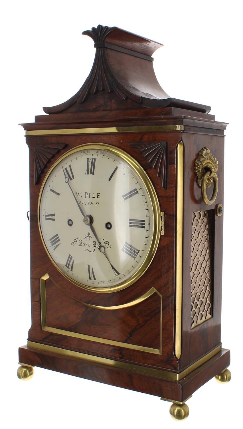 English rosewood double fusee bracket clock, the movement back plate singed Thwaites & Reed, - Image 2 of 4