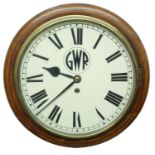 Great Western Railway (G.W.R) oak single fusee 12" wall dial clock, inscribed 'G.W.R. 3726' on an