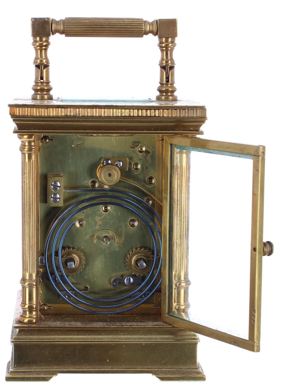 French carriage clock striking on a gong, the 2" cream dial within a champleve foliate enamelled - Image 4 of 4