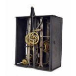 Two train Comtoise wall clock movement, the case 12.5" high, 11" wide (two weights)