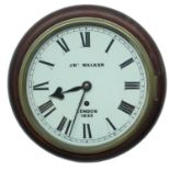 Mahogany single fusee 8" wall dial clock signed 'JNO Walker, London 1653', within a turned