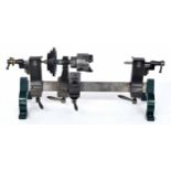 Small steel bench lathe with screw bracket fittings, 16" long