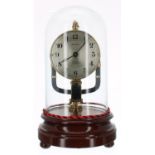 Pinchin Johnson 800 days electric clock, the 3.25" silvered dial under a glass dome and upon a