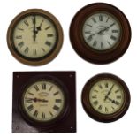 Four various electric slave dials all inscribed Synchronome Electric London, within turned surrounds