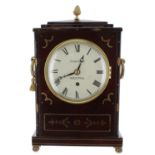 Rosewood single fusee bracket clock, the 6" convex white dial signed Parsons, Bristol, within a